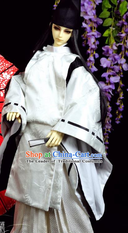 Traditional Asian Japan Costume Japanese Prince Kimono White Hunting Clothing for Men