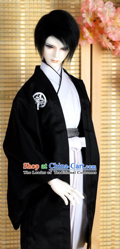 Traditional Asian Japan Costume Japanese Prince Kimono Black Clothing for Men