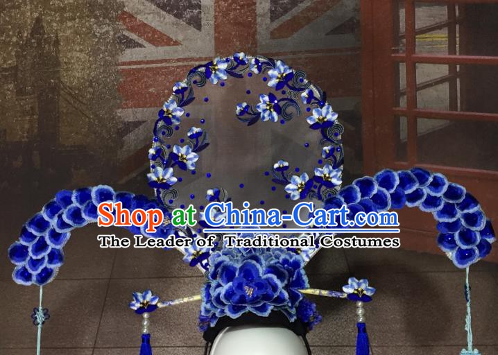 Top Grade Chinese Deluxe Hair Accessories Qing Dynasty Palace Headdress Halloween Stage Performance Headwear for Women