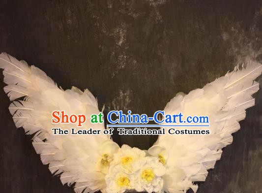 Top Grade White Feather Deluxe Hair Accessories Headdress Halloween Stage Performance Headwear for Women