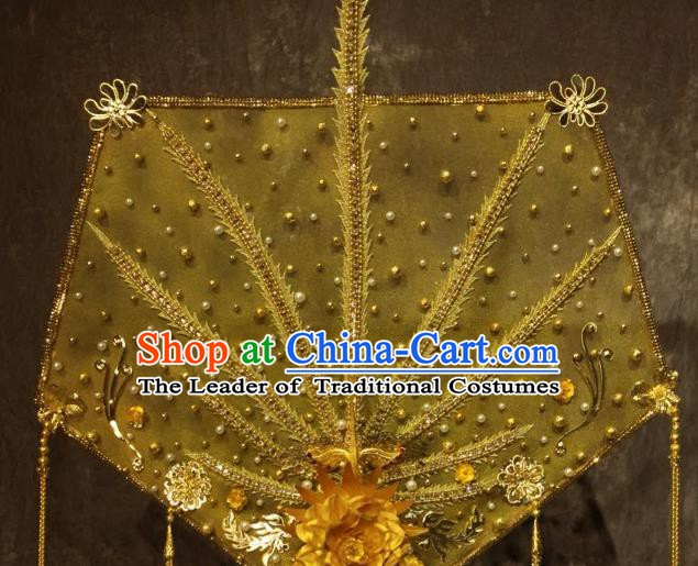 Top Grade Golden Deluxe Palace Hair Accessories China Style Headdress Halloween Stage Performance Headwear for Women
