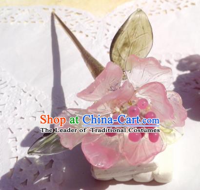 Traditional Chinese Ancient Hair Accessories Hair Stick Pink Flowers Hairpins Hair Jewellery Headwear for Women