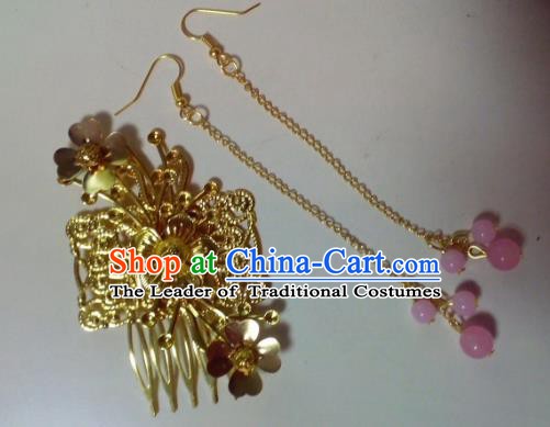 Traditional Chinese Ancient Jewellery Accessories Hair Comb and Earrings for Women