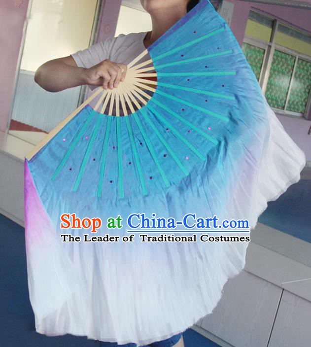 Top Grade Chinese Folk Dance Folding Fans Dance Fans Yangko Double Side Silk Fans for Women