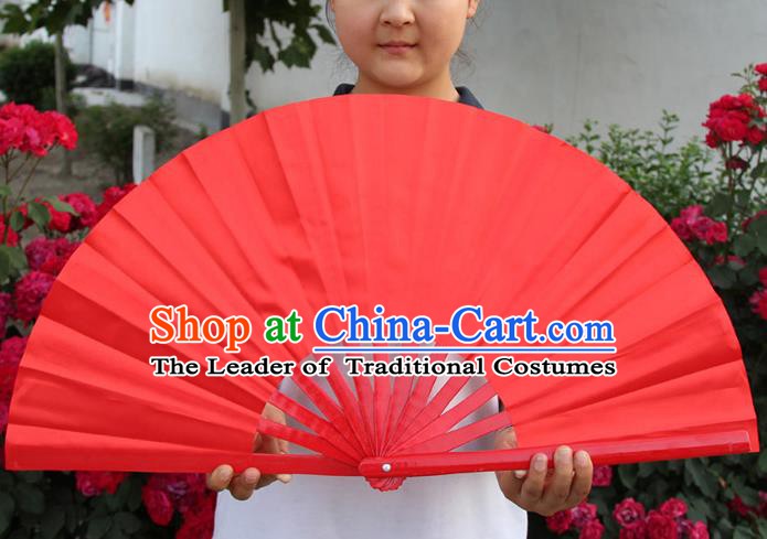 Chinese Handmade Folk Dance Folding Fans Yangko Dance Red Fan for Women