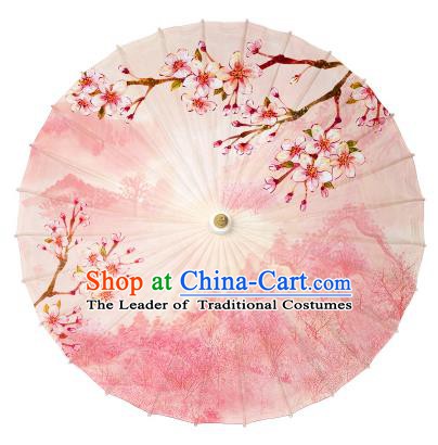 Chinese Handmade Paper Umbrella Folk Dance Printing Peach Blossom Oil-paper Umbrella Yangko Umbrella