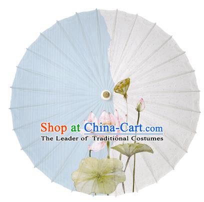 Chinese Handmade Painting Lotus Paper Umbrella Folk Dance Oil-paper Umbrella Yangko Umbrella