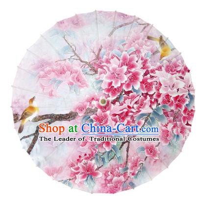 Chinese Handmade Paper Umbrella Folk Dance Hand Painting Peach Blossom Oil-paper Umbrella Yangko Umbrella