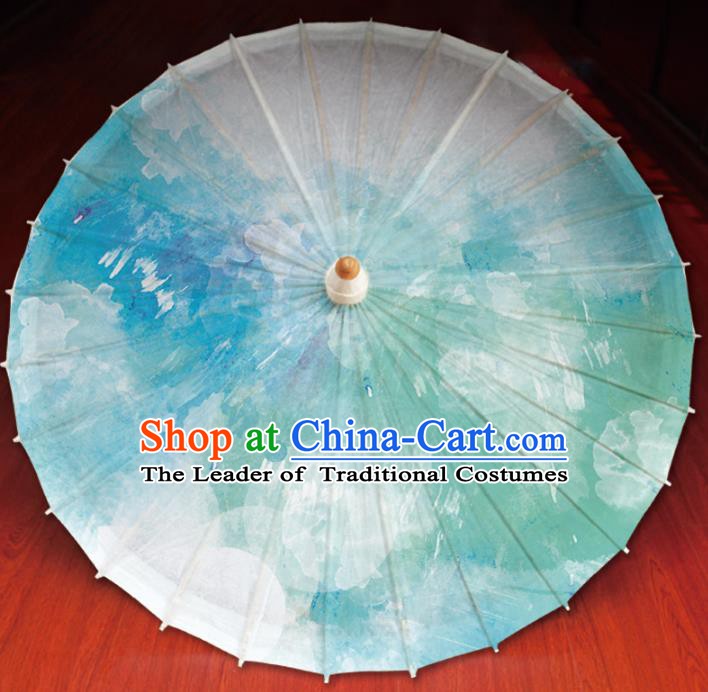 Chinese Traditional Artware Printing Umbrella Classical Dance Green Oil-paper Umbrella Handmade Umbrella