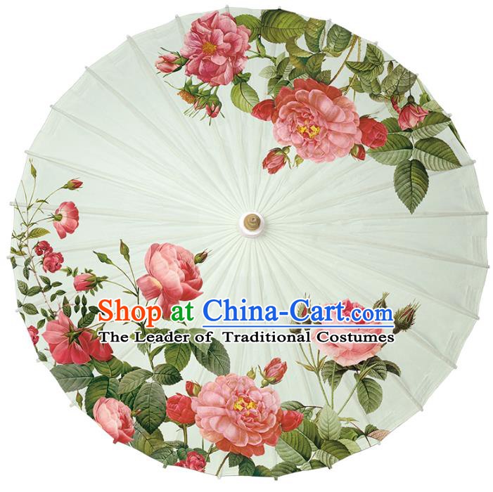 Chinese Traditional Artware Paper Umbrella Classical Dance Umbrella Printing Red Peony Oil-paper Umbrella Handmade Umbrella