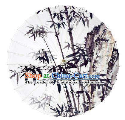 Chinese Traditional Artware Ink Painting Bamboo Stone Paper Umbrella Oil-paper Umbrella Handmade Umbrella