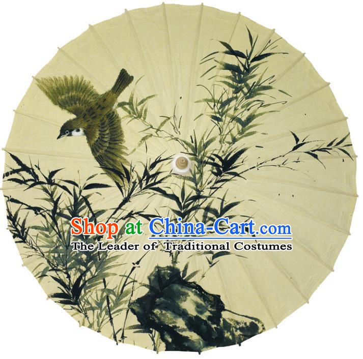 Chinese Traditional Artware Paper Umbrellas Printing Bamboo Bird Oil-paper Umbrella Handmade Umbrella