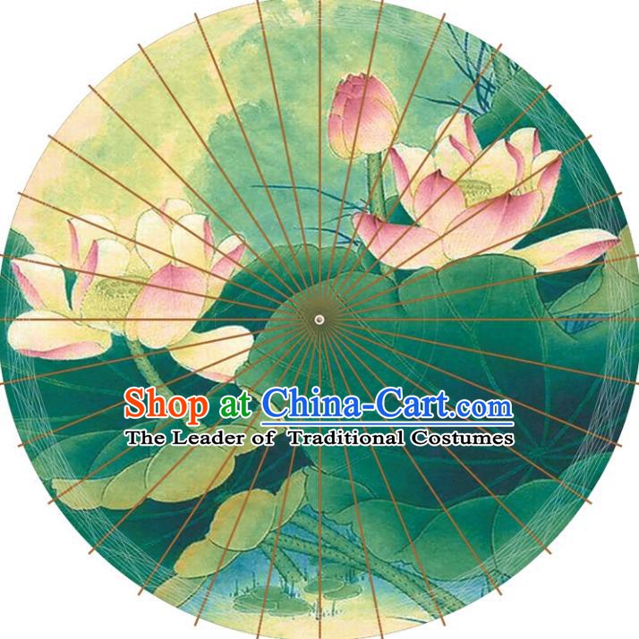 Chinese Traditional Artware Paper Umbrellas Printing Lotus Leaf Oil-paper Umbrella Handmade Umbrella