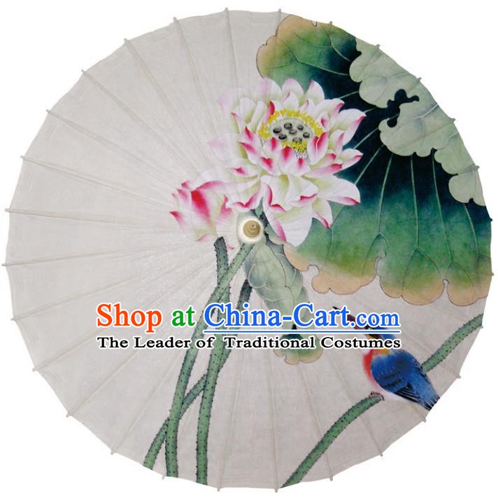 Chinese Traditional Artware Dance Umbrella Printing Lotus Flowers Paper Umbrellas Oil-paper Umbrella Handmade Umbrella