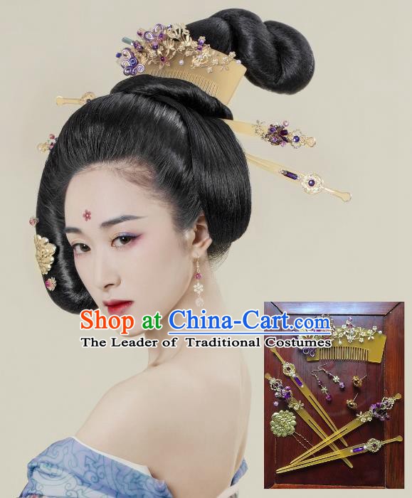 Traditional Chinese Ancient Palace Lady Hair Accessories Hairpins Hair Comb Complete Set for Women