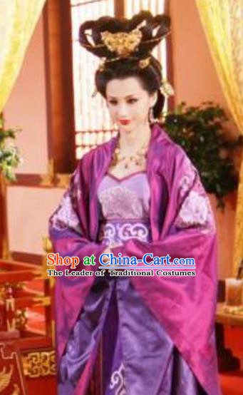 Chinese Ancient Tang Dynasty Empress Wang Embroidered Hanfu Dress Replica Costume for Women