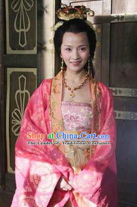 Chinese Ancient Tang Dynasty Princess Wencheng Embroidered Replica Costume for Women