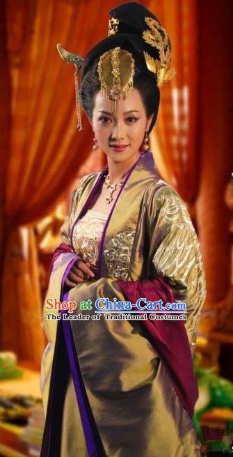 Chinese Ancient Tang Dynasty Empress Wei Hanfu Dress Embroidered Replica Costume for Women