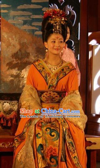 Chinese Ancient Tang Dynasty Imperial Consort Yang Hanfu Dress Replica Costume for Women