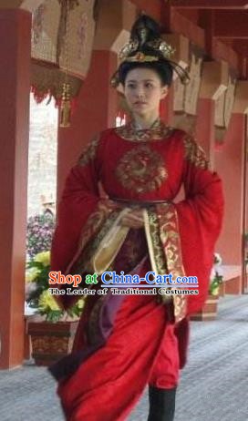 Traditional Chinese Ancient Tang Dynasty Female Officials Shangguan Waner Embroidered Replica Costume for Women