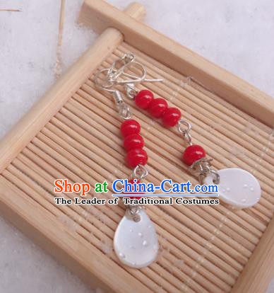 Traditional Chinese Ancient Jewelry Accessories Red Beads Earrings Eardrop for Women