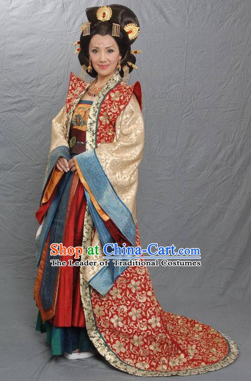 Chinese Tang Dynasty Dowager Concubine Zheng Embroidered Hanfu Dress Ancient Queen Mother Replica Costume for Women