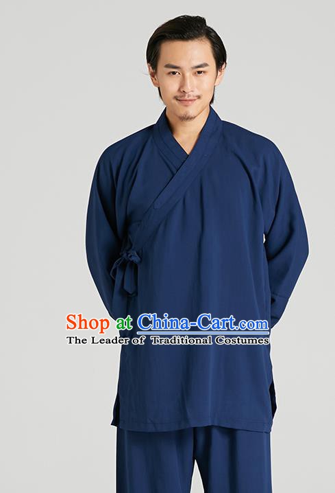 Top Grade Kung Fu Costume Martial Arts Training Blue Suits Gongfu Wushu Tang Suit Clothing for Men