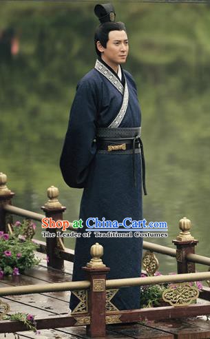 Traditional Chinese Han Dynasty Young General Li Gan Replica Costume for Men