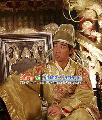 Ancient Chinese Tang Dynasty Emperor Embroidered Dragon Robe Replica Costume for Men