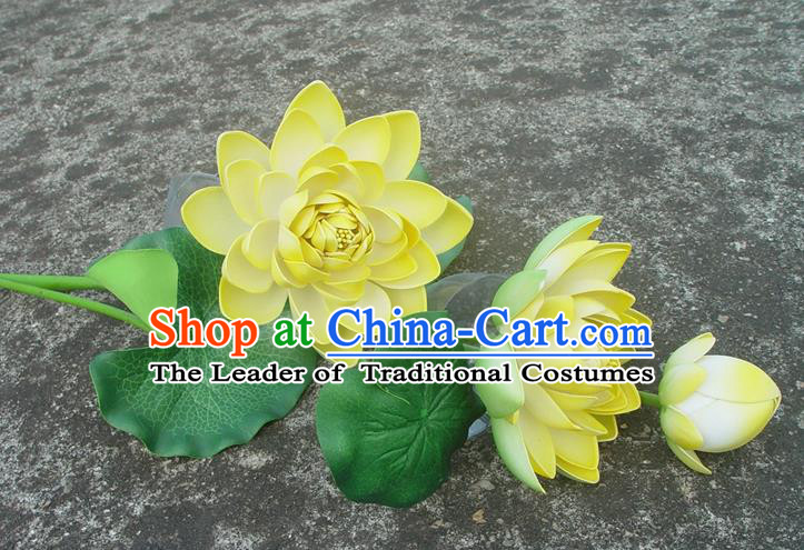 Traditional Handmade Chinese Yellow Lotus Decoration Buddhist Temple Decoration
