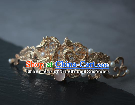 Traditional Chinese Ancient Handmade Dragon Hairdo Crown Hair Stick Classical Hair Accessories Hairpins for Women