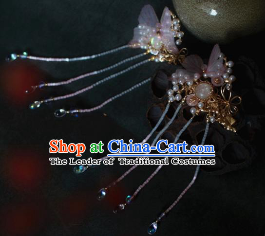 Traditional Chinese Ancient Butterfly Hair Clips Hair Accessories Handmade Hanfu Hairpins for Women