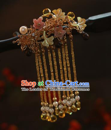 Traditional Chinese Ancient Golden Tassel Hair Claws Hair Accessories Handmade Hanfu Hairpins for Women