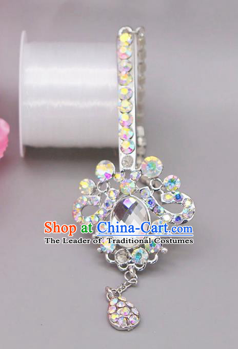 Chinese Ancient Hair Accessories Crystal Eyebrows Pendant Traditional Tassel Hairpins Headwear for Women