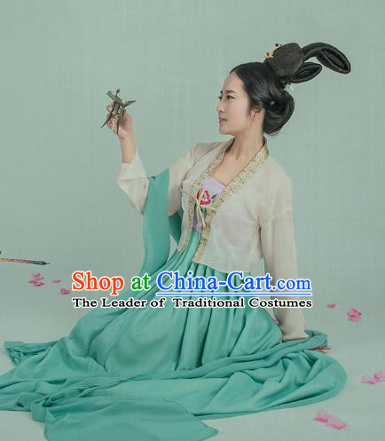 Traditional Chinese Ancient Palace Lady Costume, China Tang Dynasty Court Maid Clothing for Women