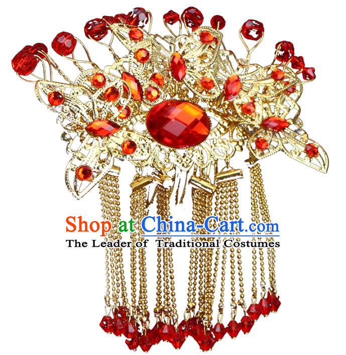 Chinese Ancient Wedding Hair Accessories Xiuhe Suit Hairpins Traditional Palace Lady Headwear for Women