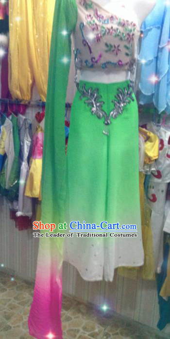 Traditional Chinese Classical Dance Yangge Fan Dance Costume, Folk Dance Water Sleeve Yangko Uniform for Women