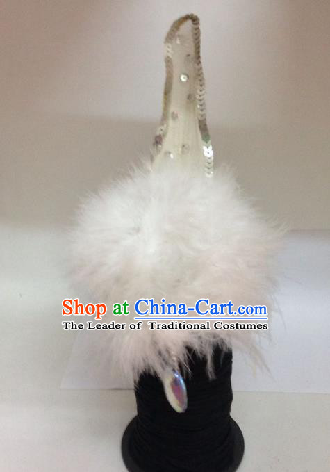 Chinese Classical Dance Hair Accessories Traditional Folk Dance Feather Headwear for Women