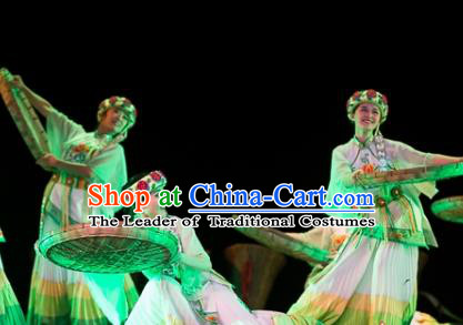 Traditional Chinese National Minority Dance Costume, China Folk Dance Stage Performance Dance Dress Clothing for Women