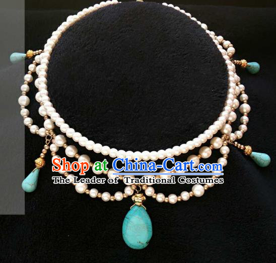 Chinese Traditional Ancient Accessories Classical Pearls Tassel Necklace Hanfu Necklet for Women