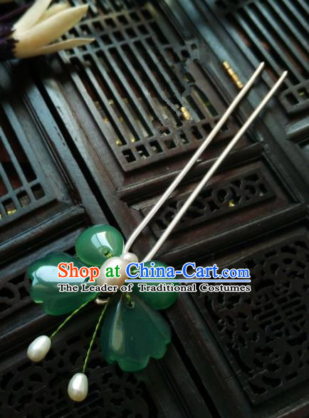 Chinese Traditional Ancient Hair Accessories Classical Jade Butterfly Hanfu Hairpins for Women