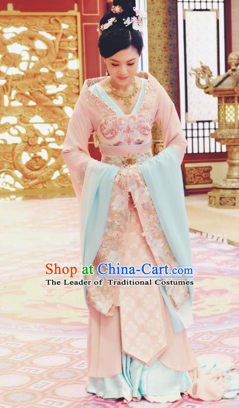 Chinese Ancient Palace Lady Hanfu Dress Tang Dynasty Imperial Concubine Embroidered Historical Costumes for Women