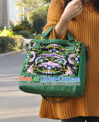 Chinese Traditional Embroidery Craft Embroidered Green Bags Handmade Handbag for Women