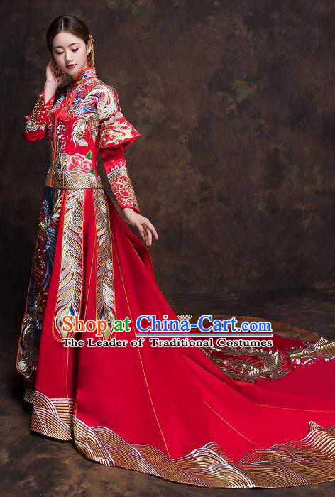 Traditional Chinese Wedding Costumes Traditional Xiuhe Suits Ancient Chinese bridal Full Dress
