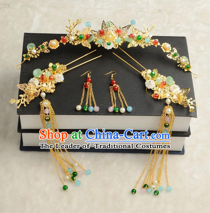 Chinese Ancient Classical Hair Accessories Xiuhe Suit Hair Sticks Hair Jewellery Hairpins Complete Set for Women