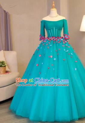 Top Grade Advanced Customization Green Veil Off Shoulder Dress Wedding Dress Compere Bridal Full Dress for Women