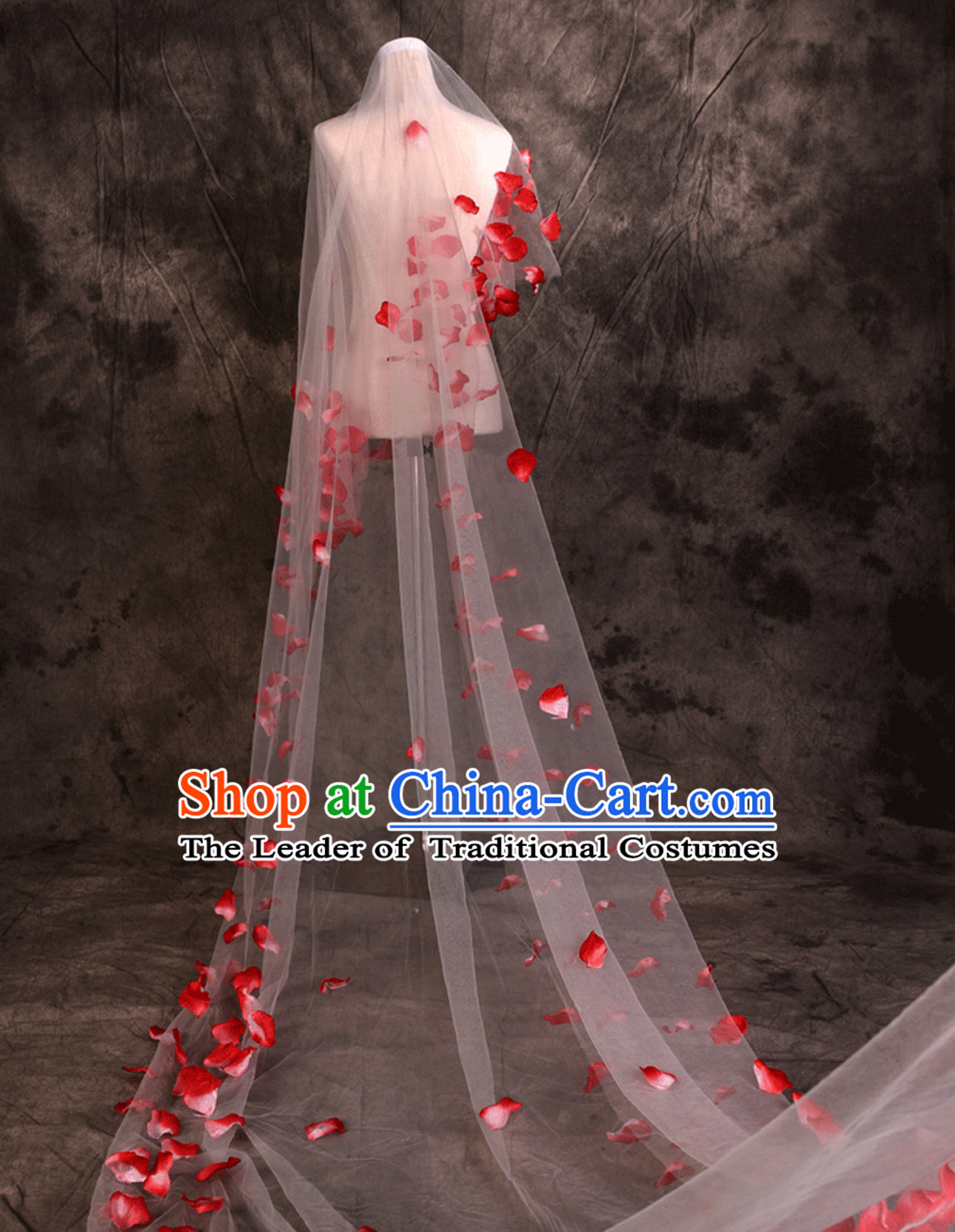 1.75 Meters Long Romantic Flower Petal Wedding Veil