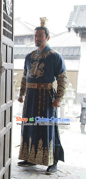 Chinese Teleplay Tribes and Empires Storm of Prophecy Ancient Emperor Embroidered Costumes for Men