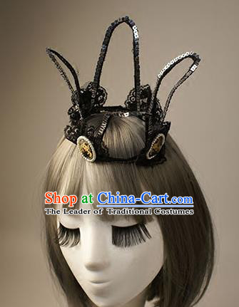 Top Grade Catwalks Hair Accessories Halloween Baroque Royal Crown Stage Performance Modern Fancywork Headwear