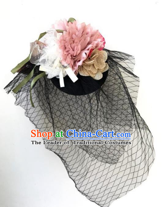 Top Grade Catwalks Hair Accessories Exaggerated Top Hat Halloween Modern Fancywork Wedding Headwear